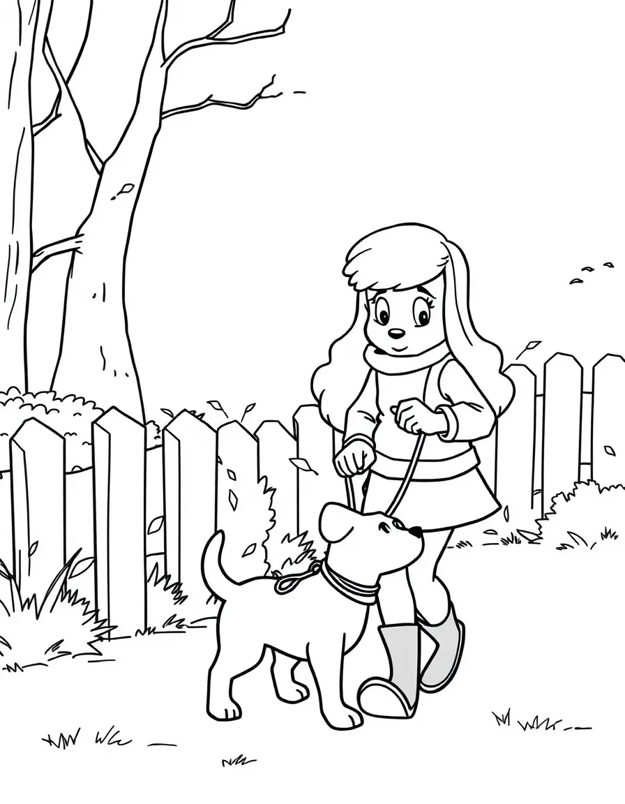 (Arthur TV series) Muffy Crosswire walking her dog, Killer.