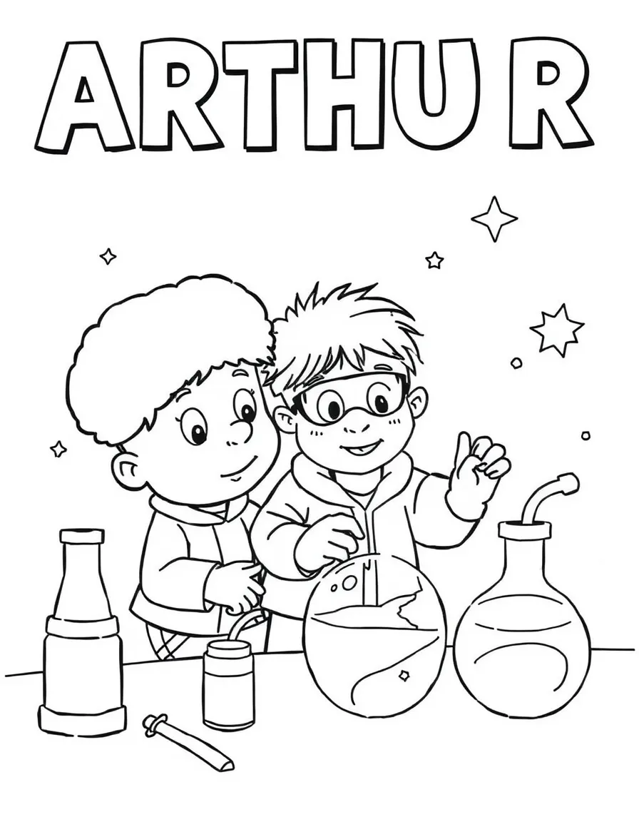 (Arthur TV series) Brain Powers working on a science experiment.