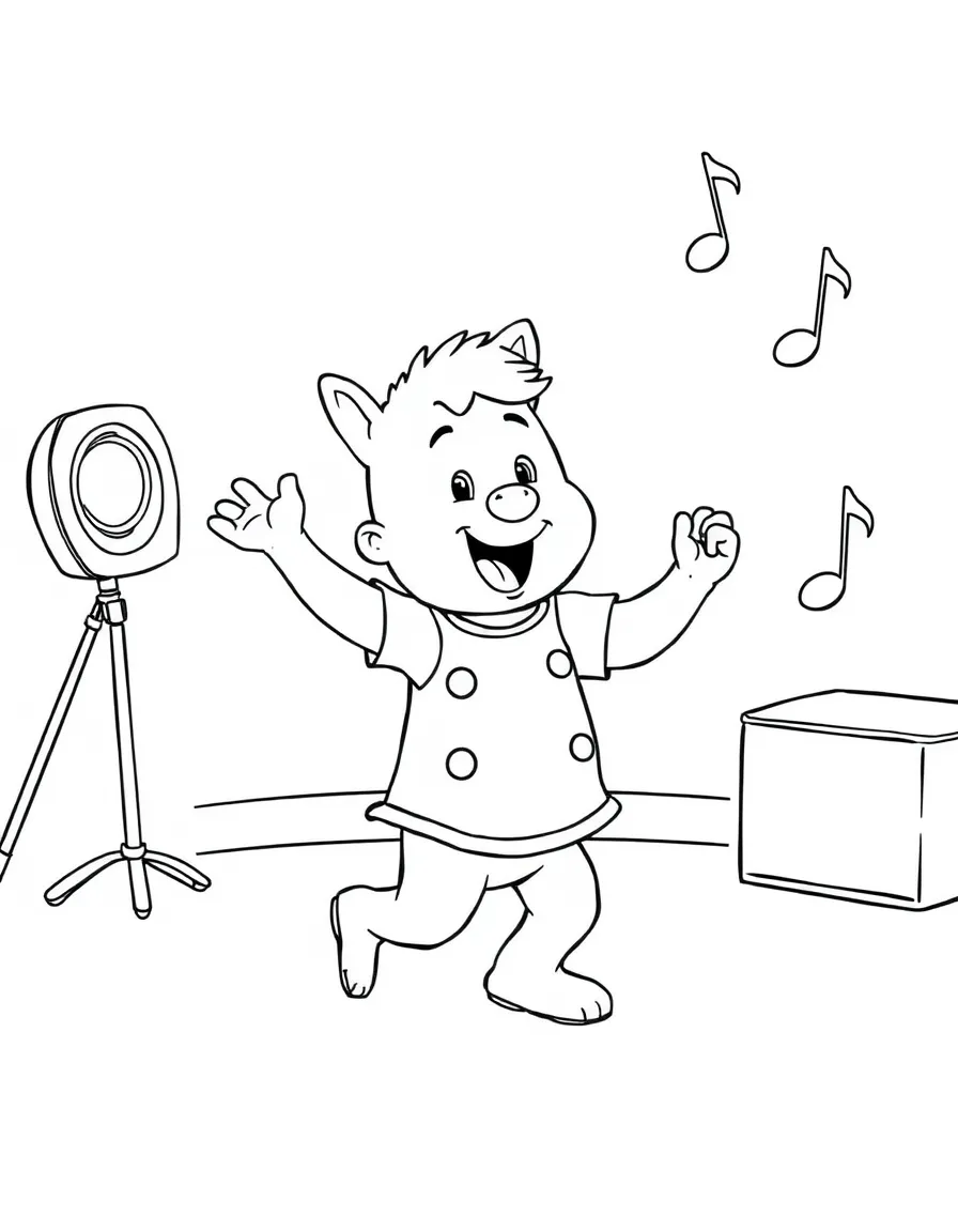 (Arthur TV series) Binky dancing to music.