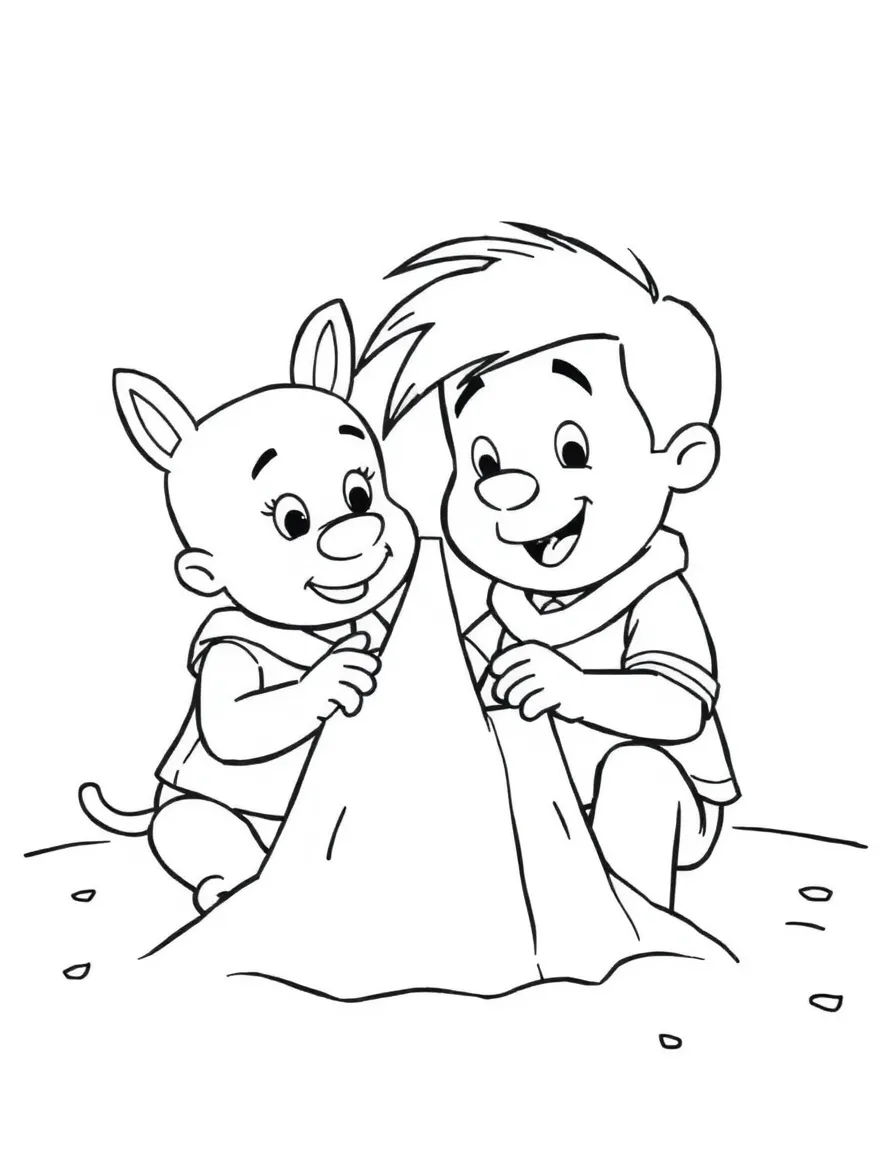 (Arthur TV series) Arthur and D.W. building a sandcastle.