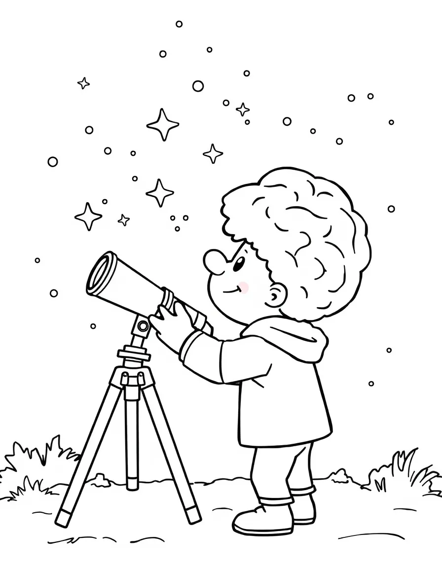 (Arthur TV series) Brain looking at stars through a telescope.