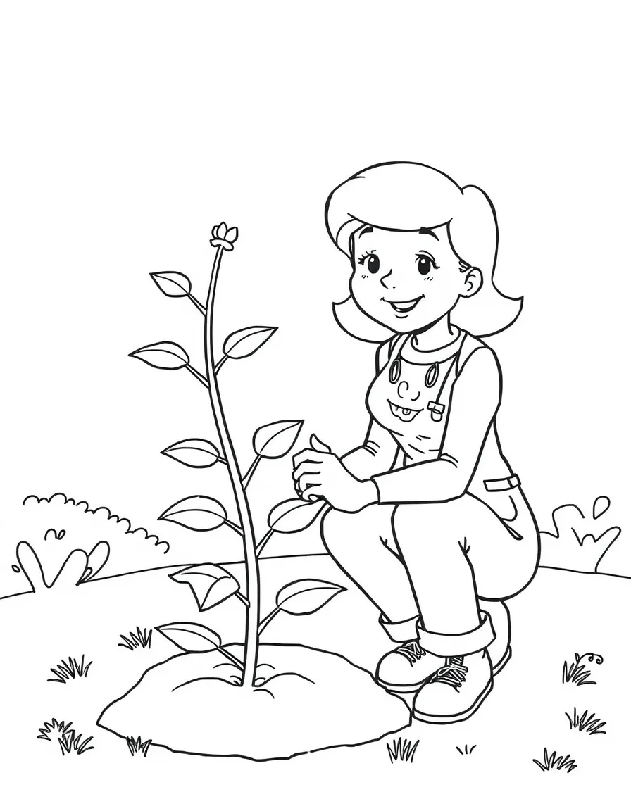 (Arthur TV series) Sue Ellen planting a tree.