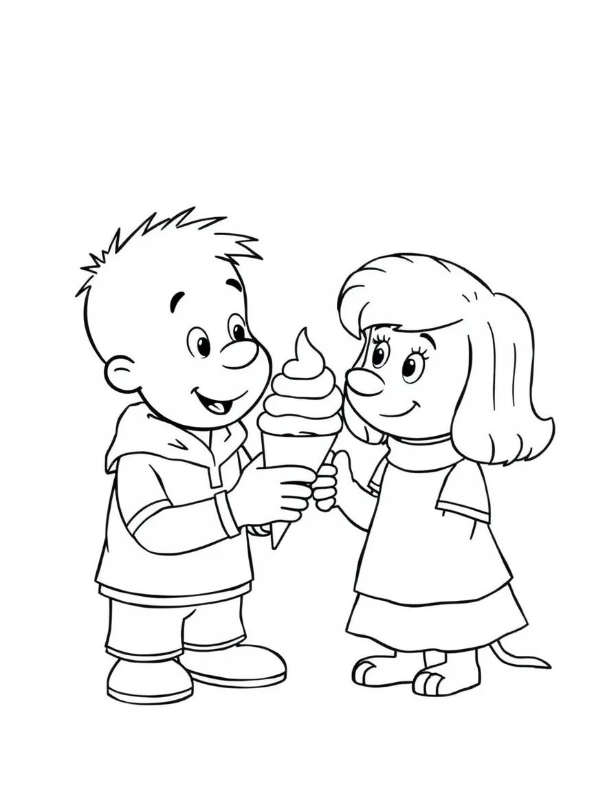 (Arthur TV series) Arthur and D.W. sharing an ice cream cone.