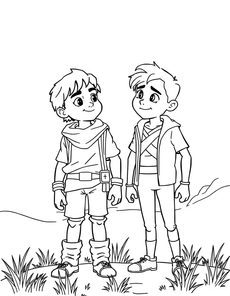 (Luca, movie) Luca and Alberto on land, human form.
