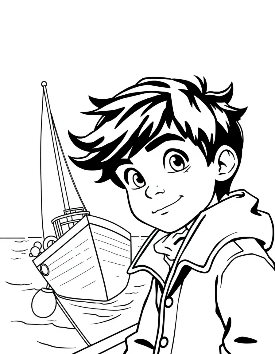 (Luca, movie) Massimo with his fishing boat.