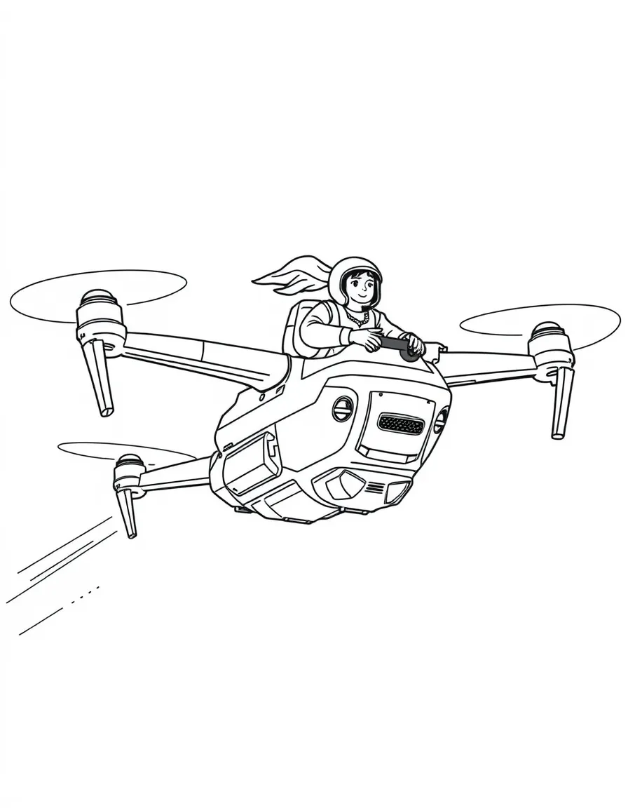 (future) People flying on personal drone-like devices.