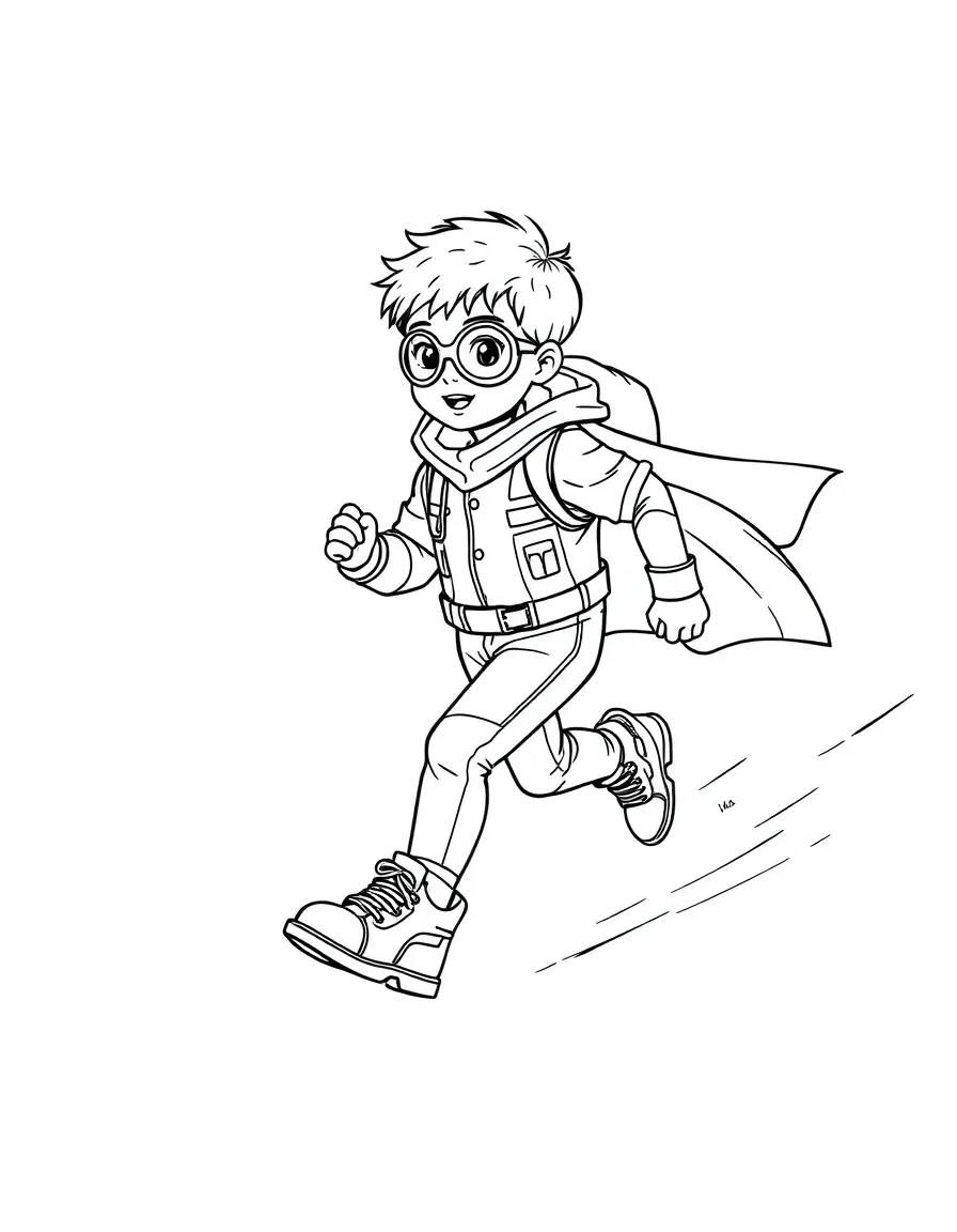 (future) A child wearing super-speedy shoes.