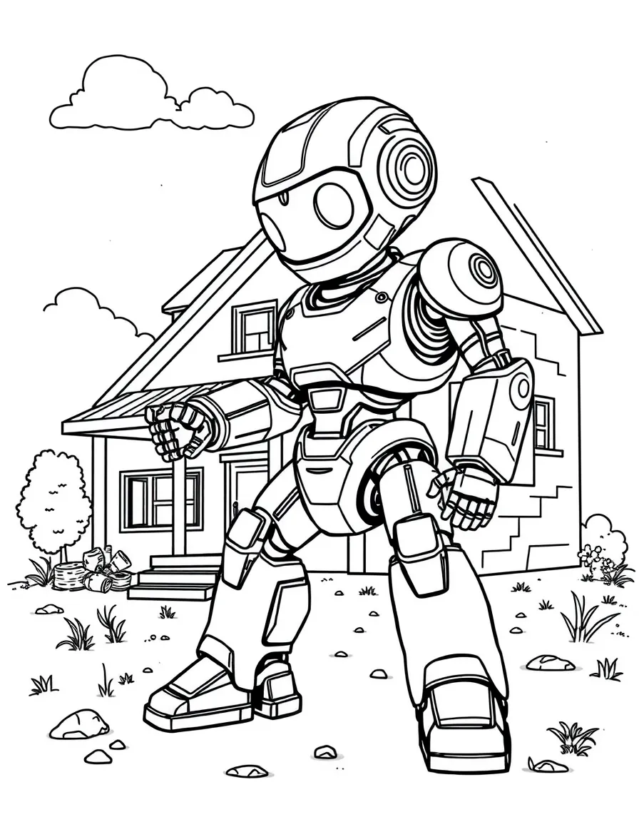 (future) A robot helping to build a new house.