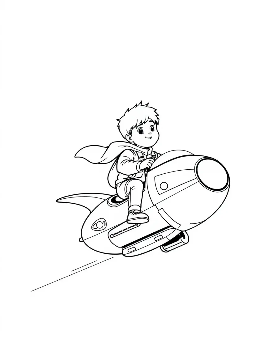 (future) A child riding a personal flying device.