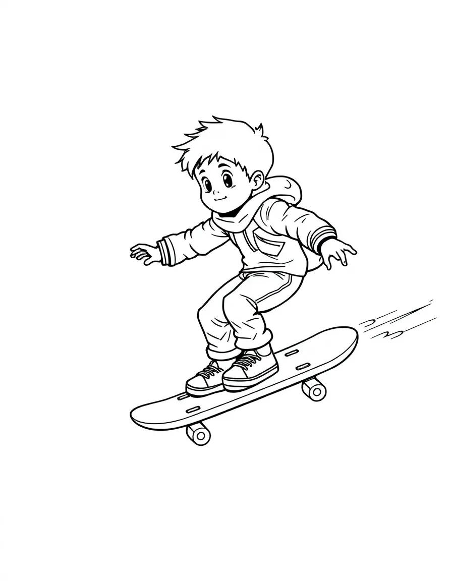 (future) A child riding a flying skateboard.