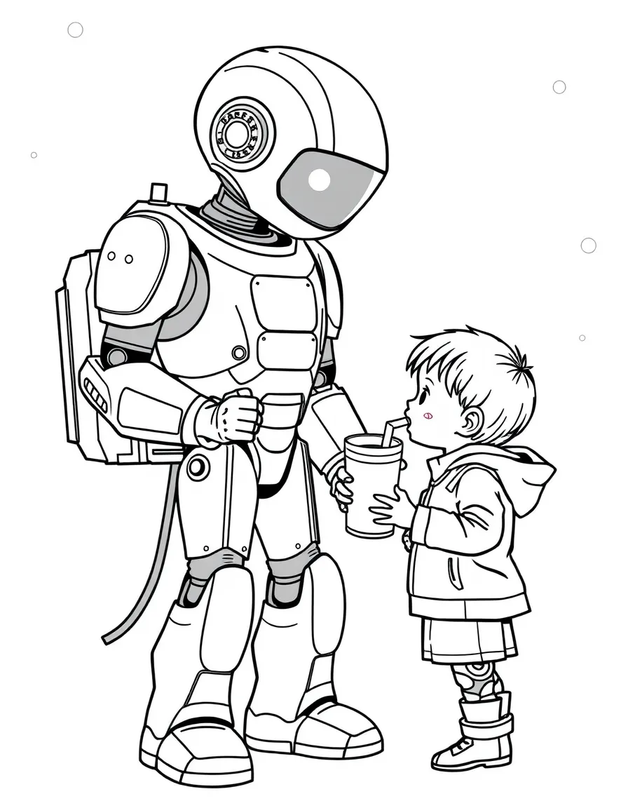 (future) A robot bringing a child a drink.