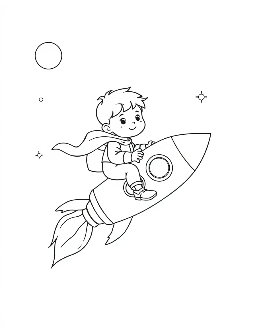 (future) A child riding a personal rocket.