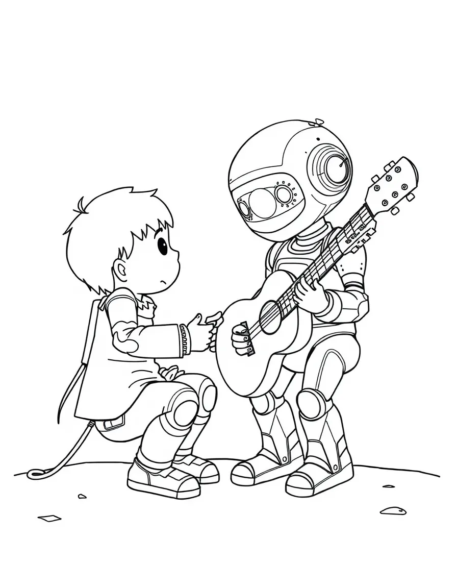 (future) A robot helping a child practice music.