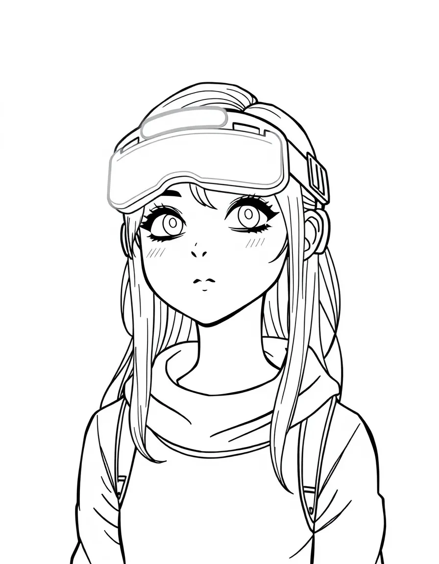 (future) A girl with a futuristic headband that lights up.