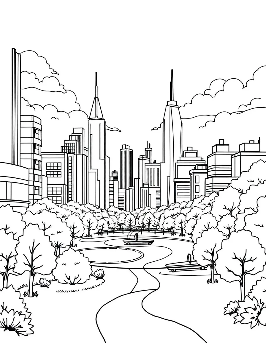 (future) A city with buildings that are also parks.