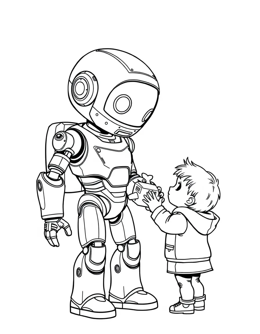 (future) A robot bringing a child a toy.