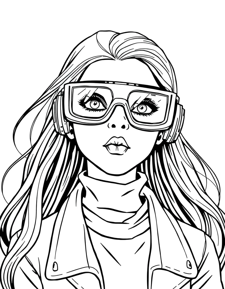 (future) A girl with futuristic glasses that act as a computer.