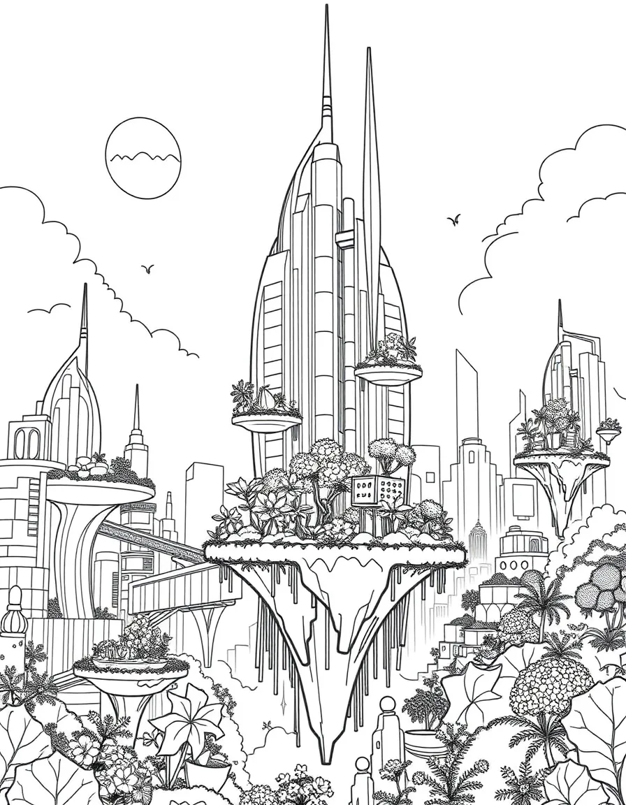 (future) A city with floating gardens.