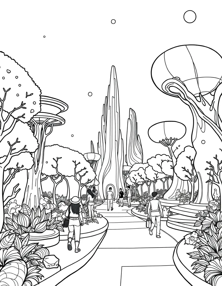 (future) A futuristic park with interactive art installations.