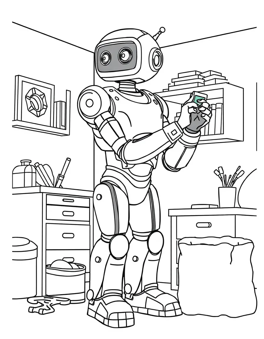 (future) A robot tidying up a room.
