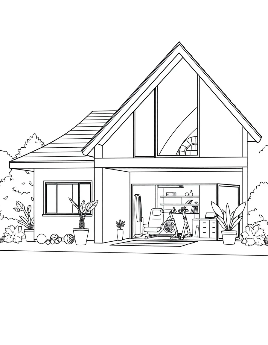 (future) A house with a built-in exercise area.