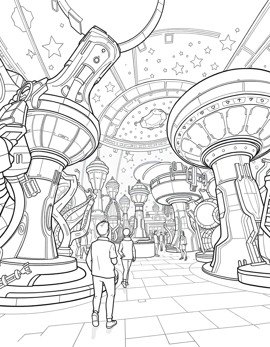 (future) A futuristic playground with interactive light displays.