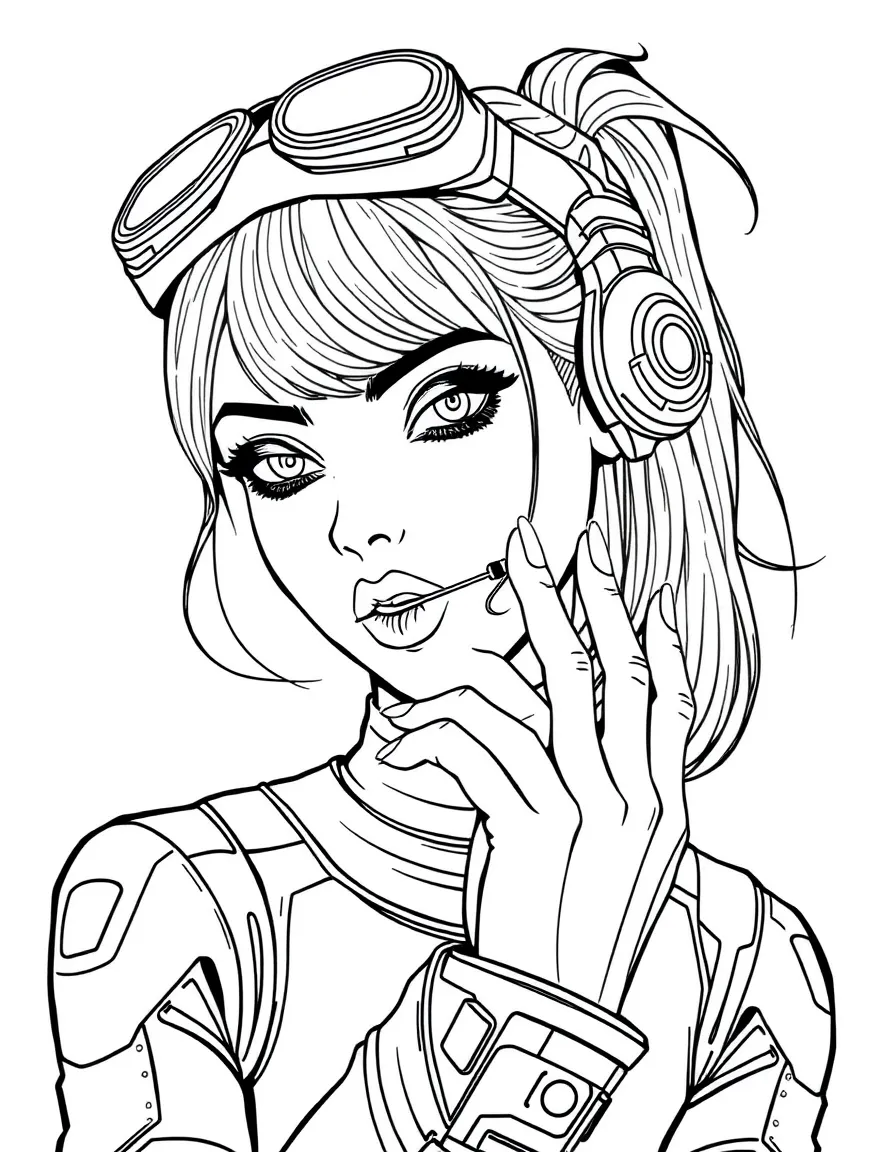 (future) A girl with futuristic nail polish that glows.