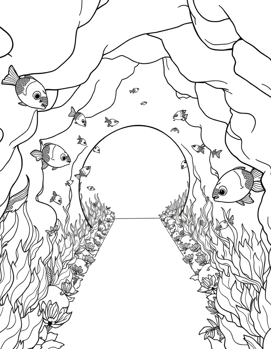 (future) A transparent tunnel with fish swimming around.