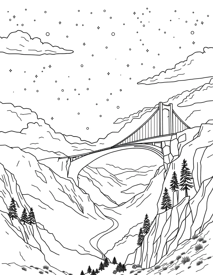 (future) A transparent bridge over a valley.