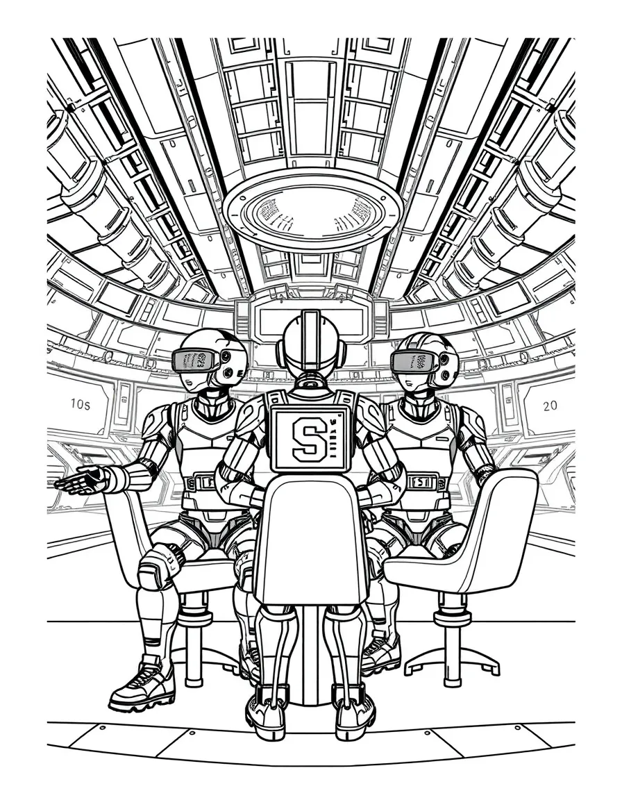 (future) A futuristic sports center with robot coaches.