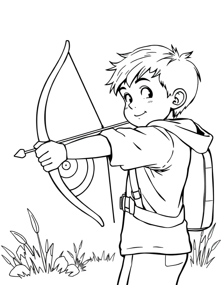 (sports) A child doing archery