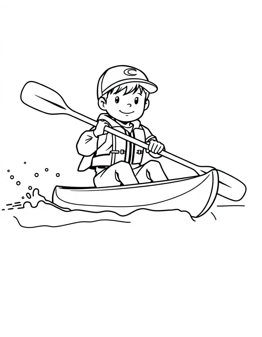 (sports) A child canoeing