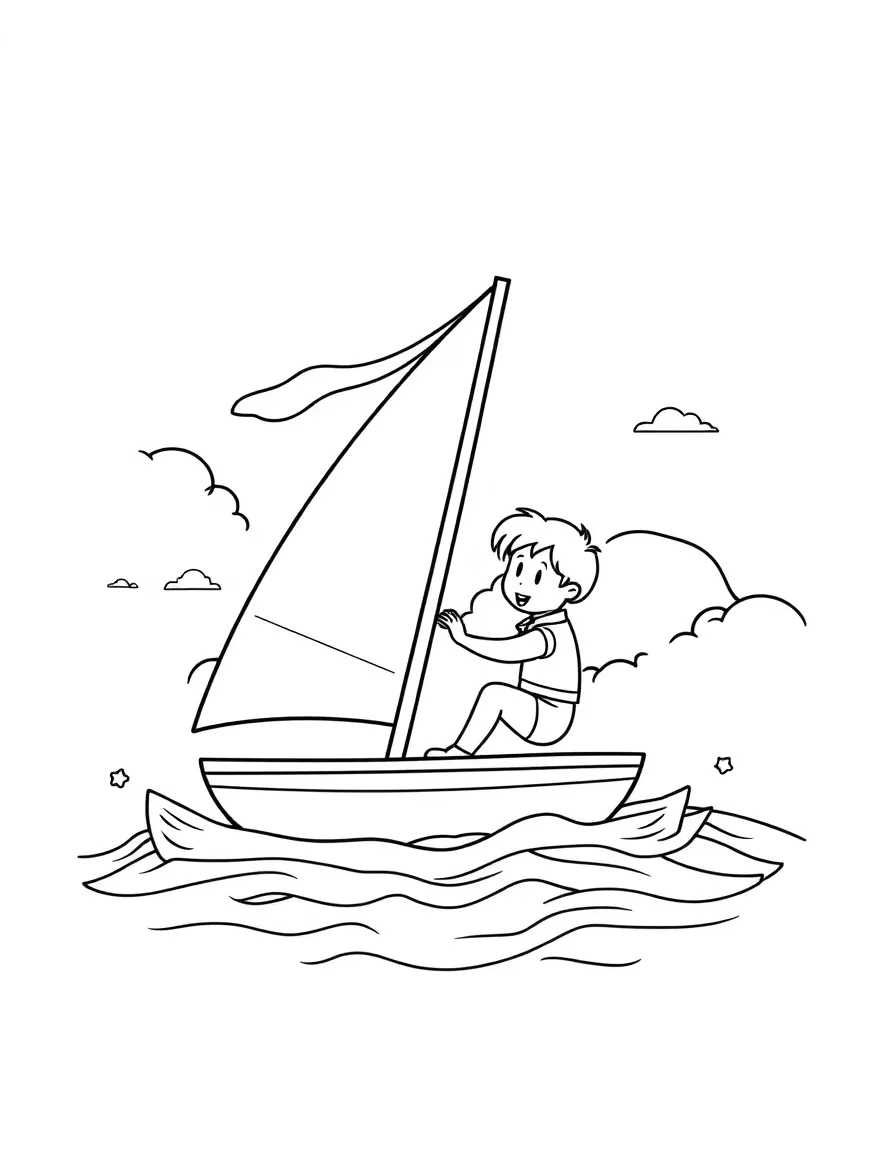 (sports) A child sailing