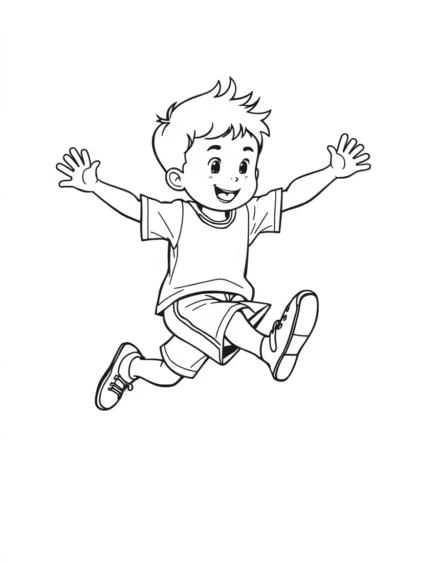 (sports) A child long jumping