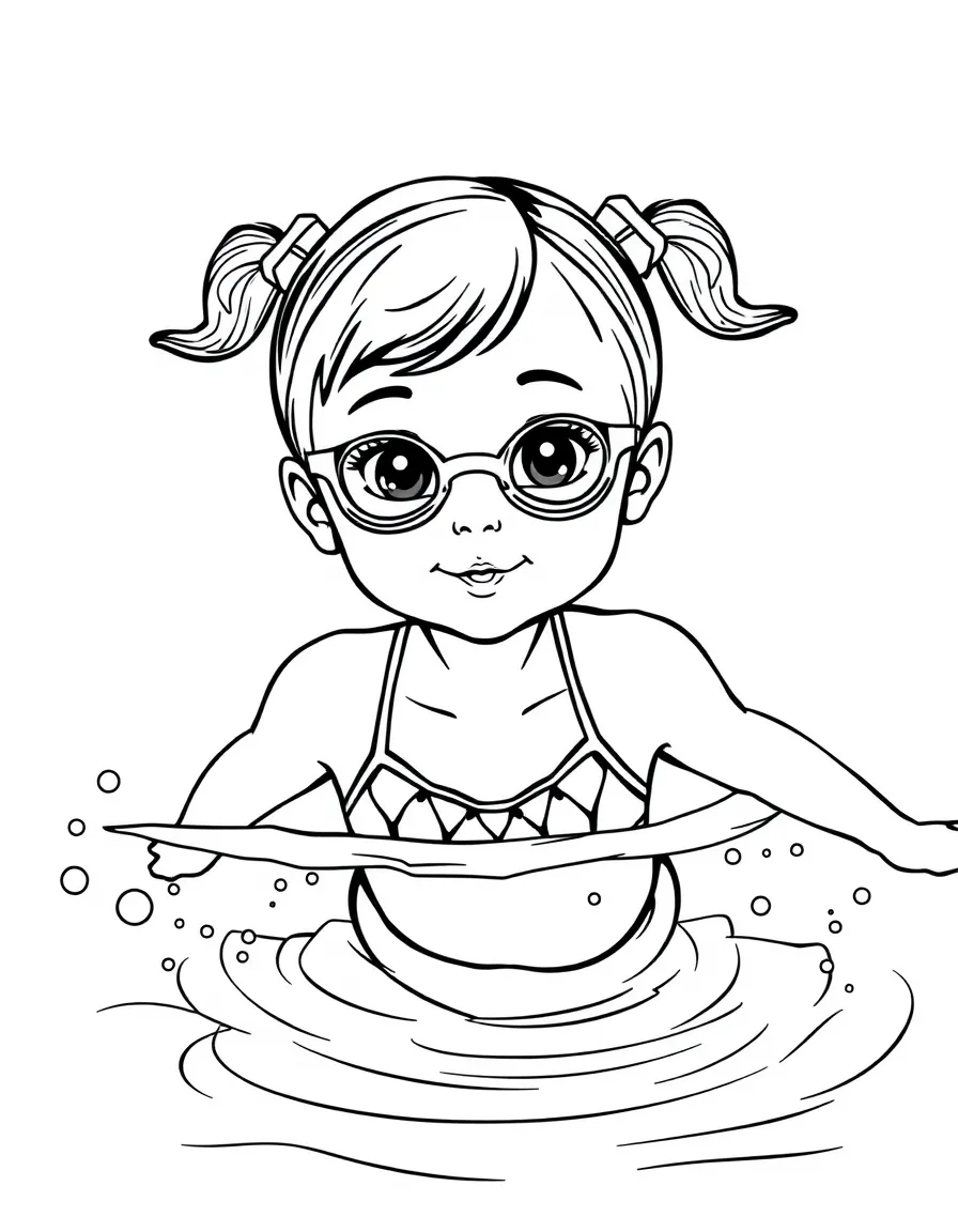 (sports) A child synchronized swimming