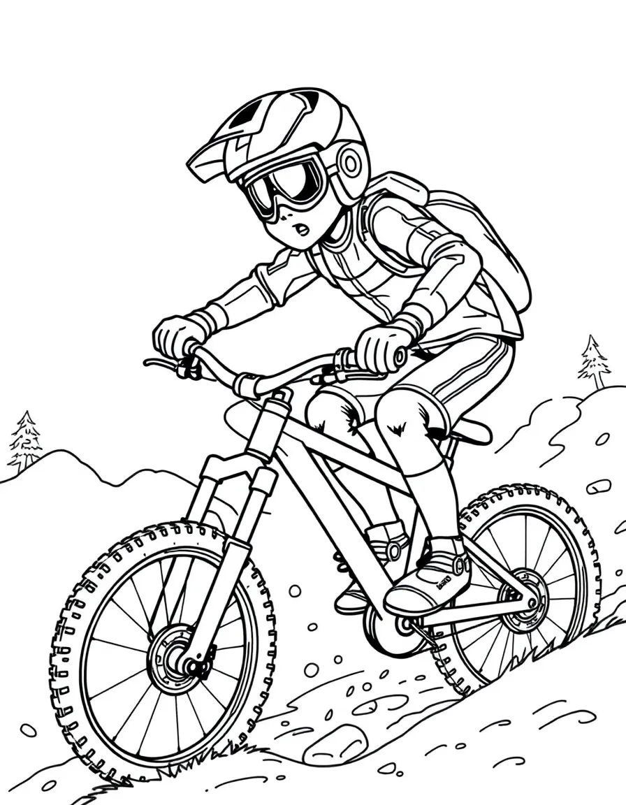 (sports) A child mountain biking