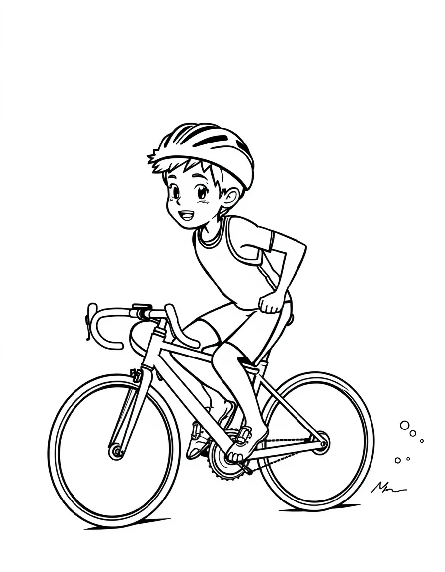 (sports) A child doing triathlon