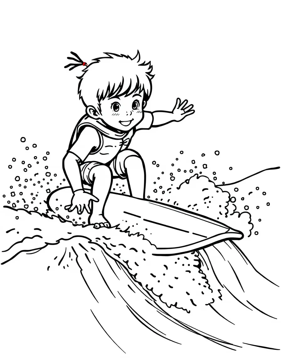 (sports) A child doing surfing