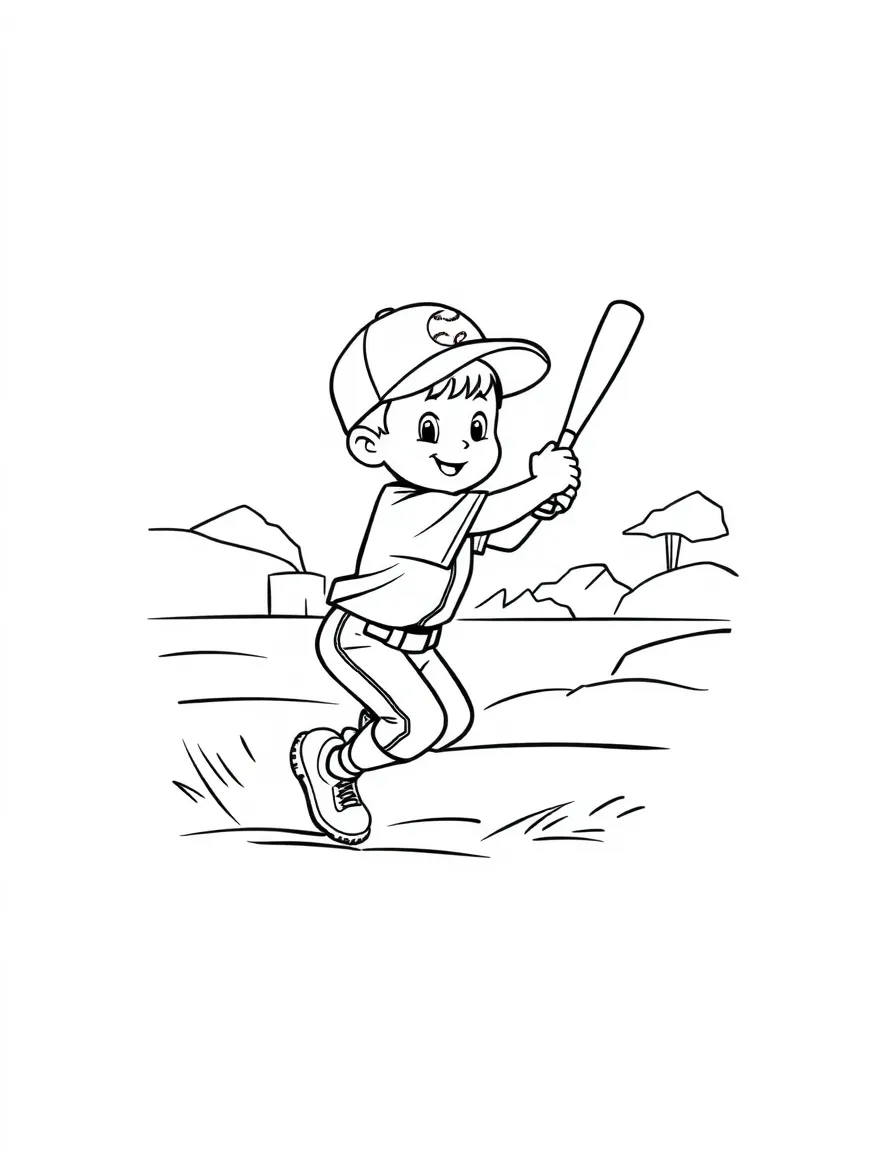 (sports) A child playing baseball