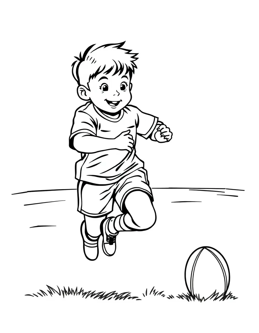 (sports) A child playing rugby