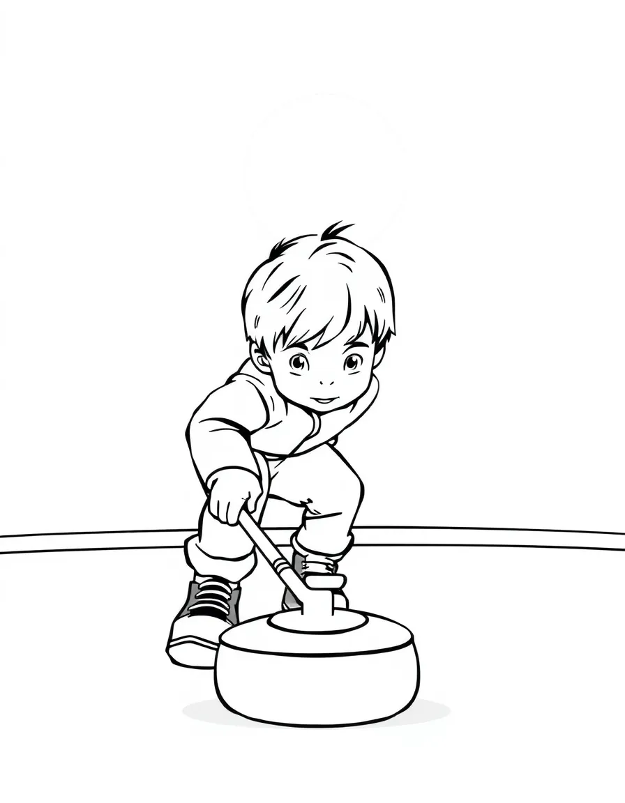 (sports) A child playing curling