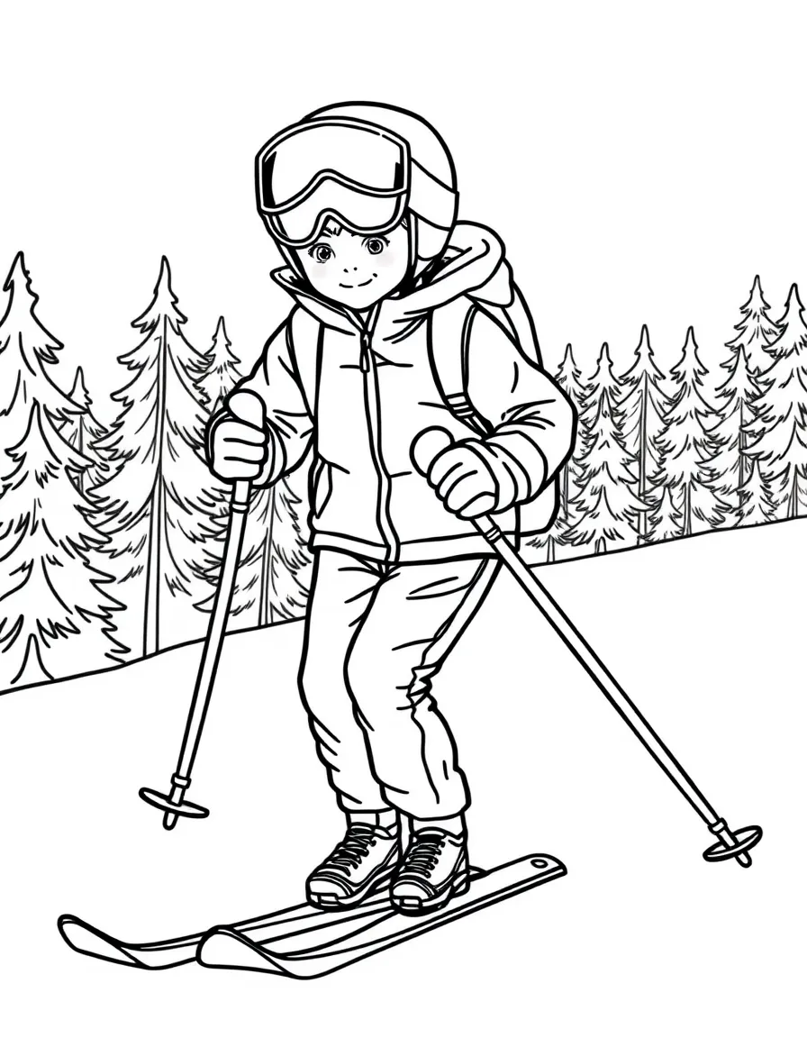(sports) A child doing cross-country skiing