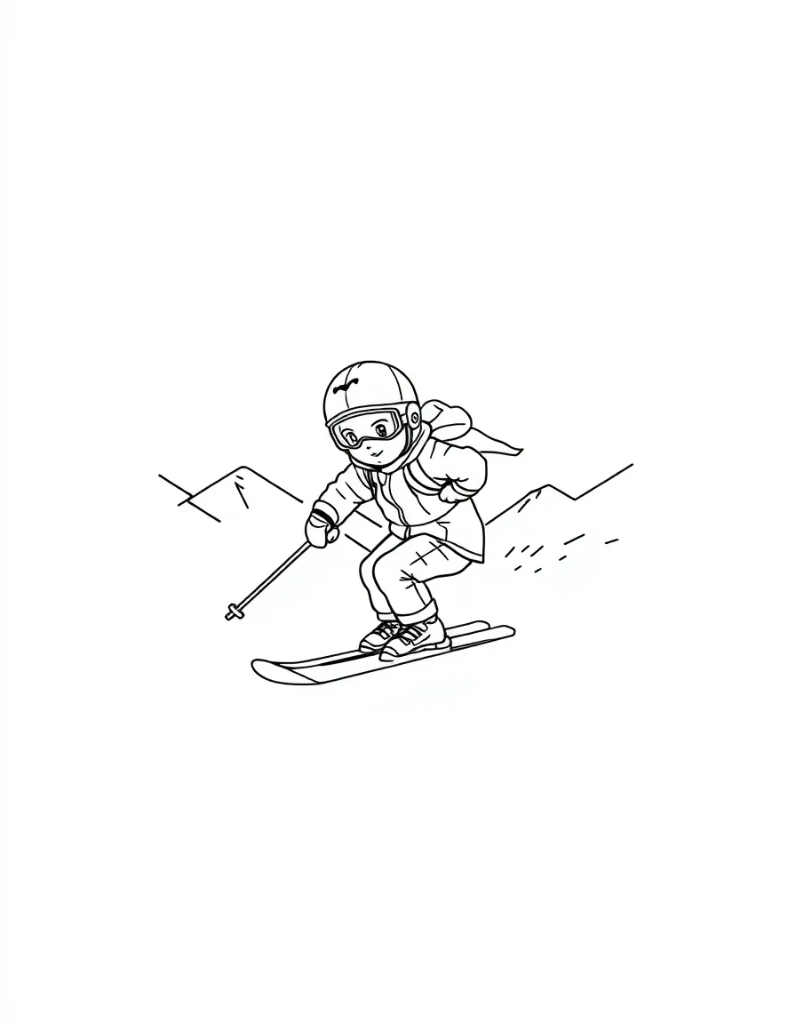 (sports) A child doing alpine skiing