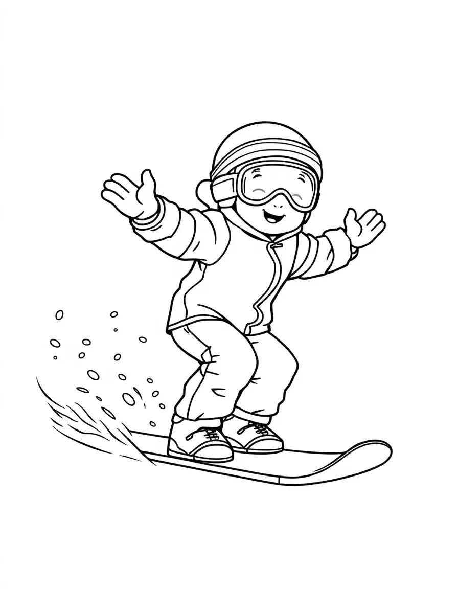 (sports) A child doing snowboarding