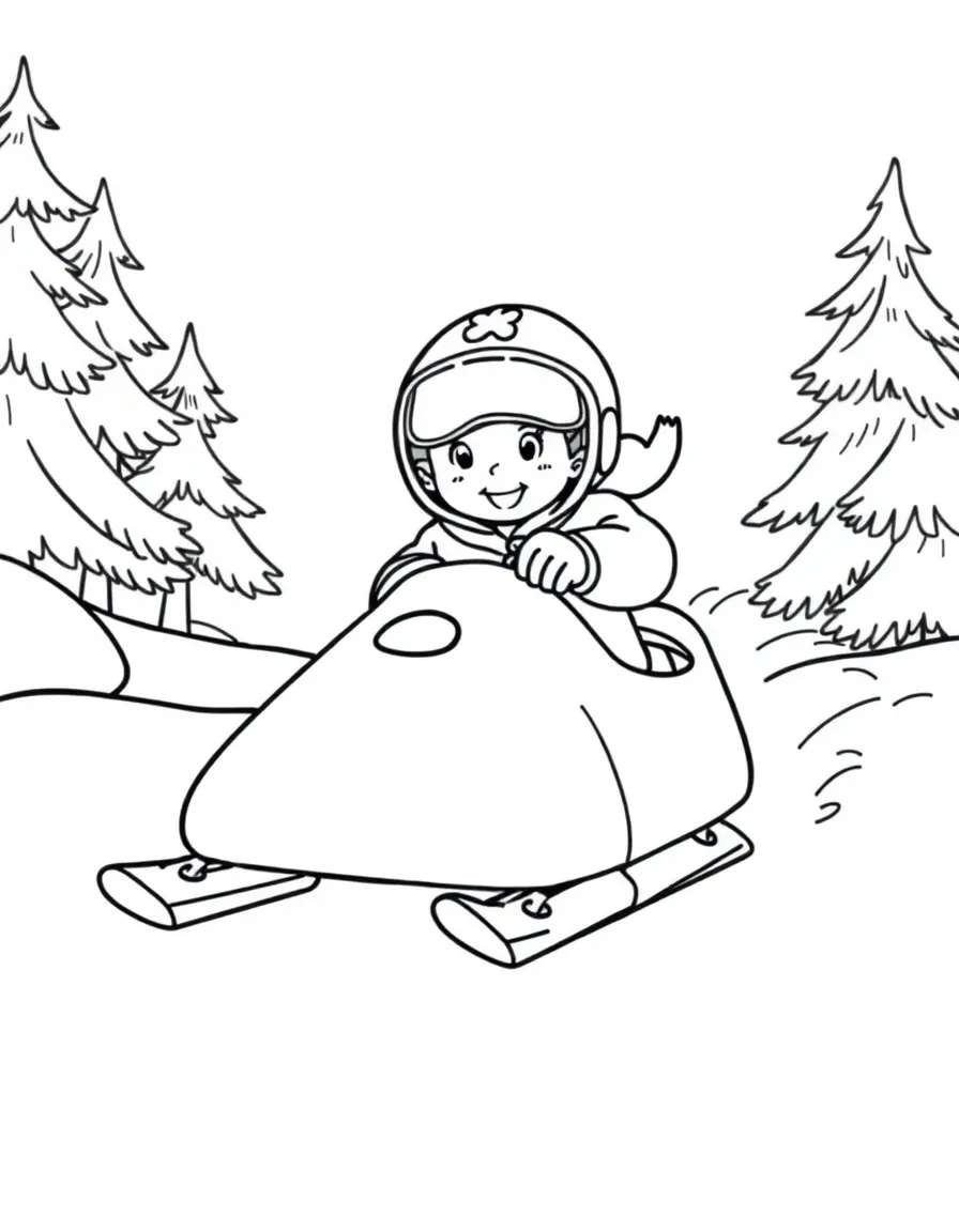 (sports) A child doing bobsled
