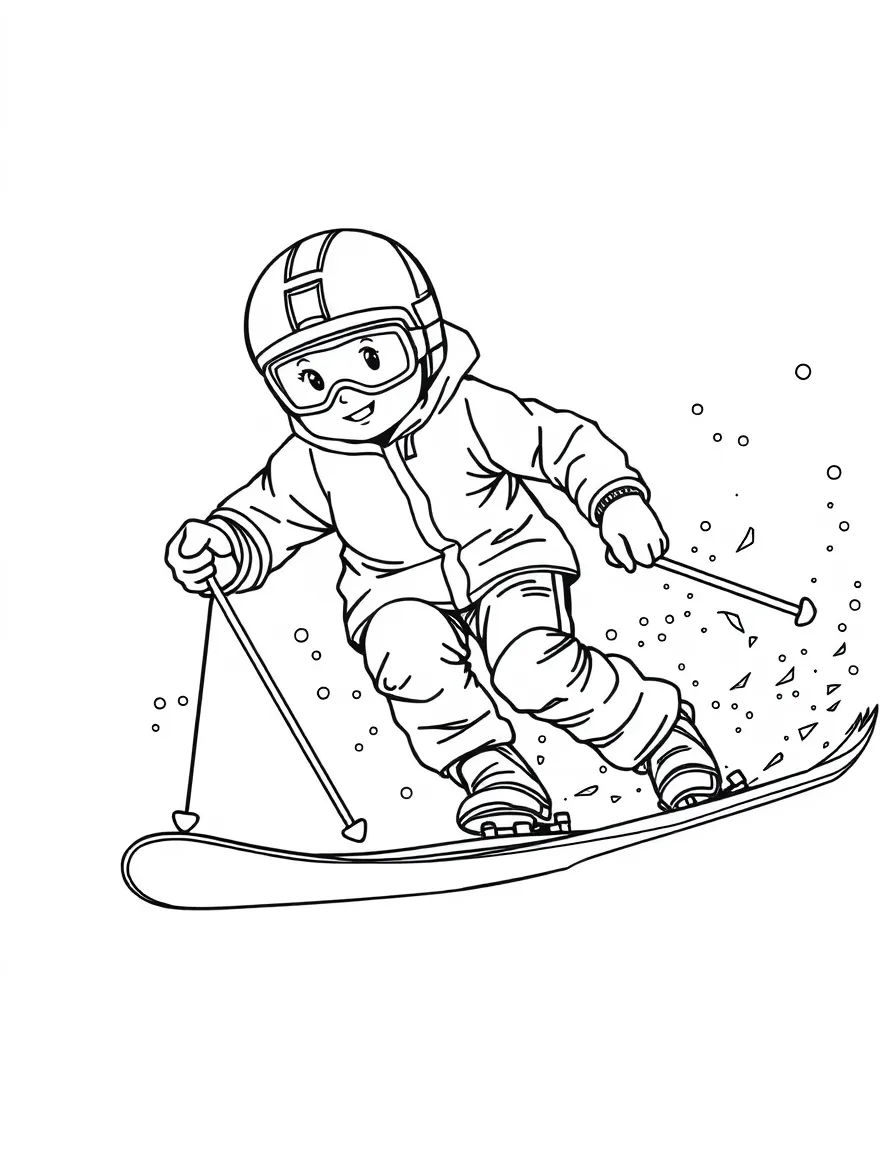 (sports) A child doing freestyle skiing