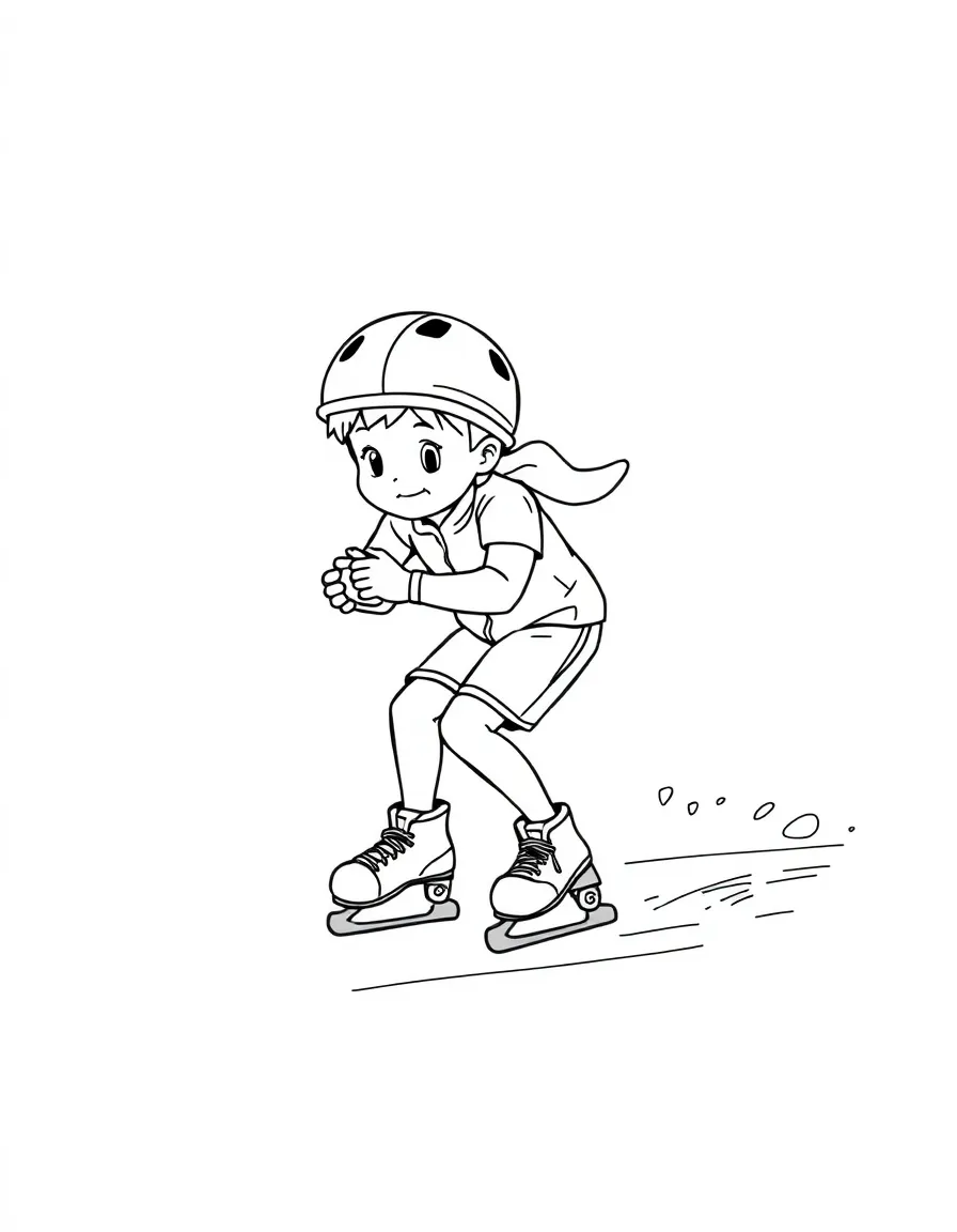 (sports) A child doing short track speed skating