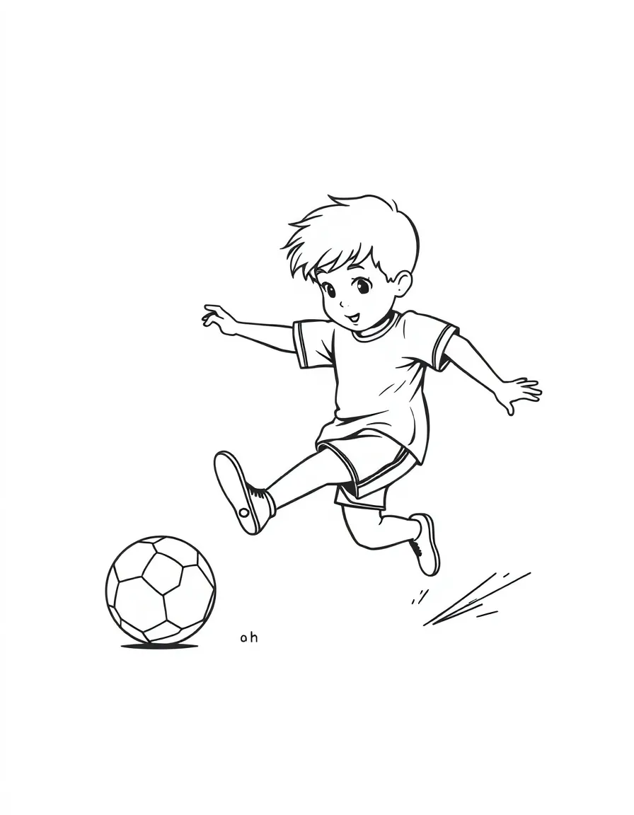 (sports) A child doing a soccer kick
