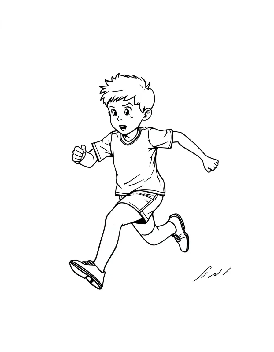 (sports) A child sprinting