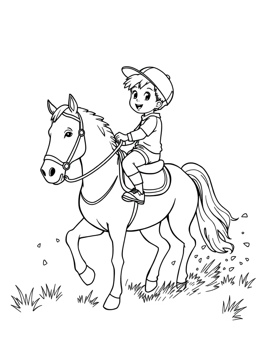 (sports) A child riding a horse